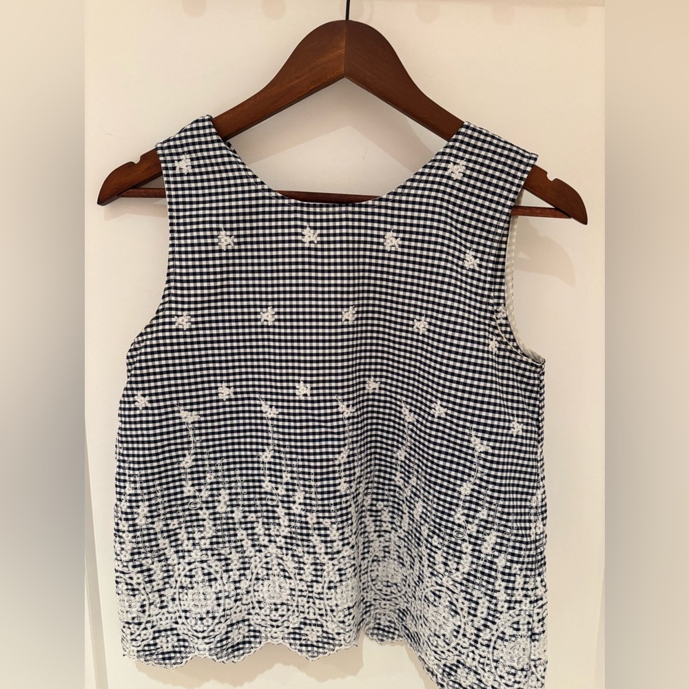 Zara Gingham Embroidered Blouse